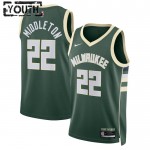 Maillot NBA Milwaukee Bucks Khris Middleton 22 Nike 2022-23 Icon Edition Vert Swingman - Enfant